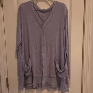 LOGO Size M Lavender Button-Up Cardigan